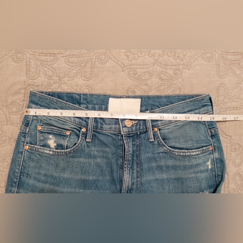 MOTHER Denim Insider Ankle Jeans Distressed Chew Hem in Destroyed Bills Size 28 - Picture 12 of 14